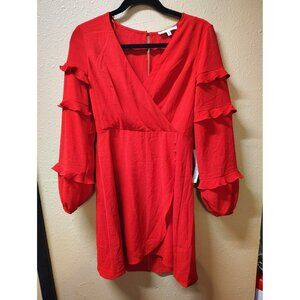 June and Hudson vintage red crossover front top dress women's small nwt